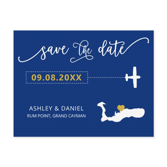 Navy Grand Cayman Wedding Save The Date Map Postinvitations