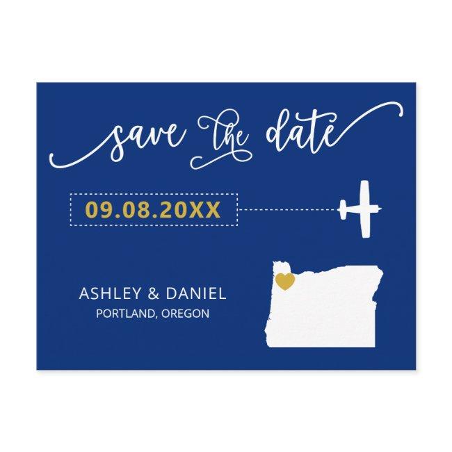 Navy Oregon Wedding Save The Date Map Postinvitations