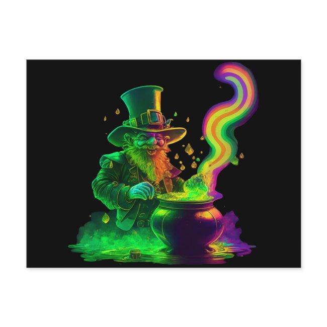 Neon Leprechaun Rainbow Postinvitations