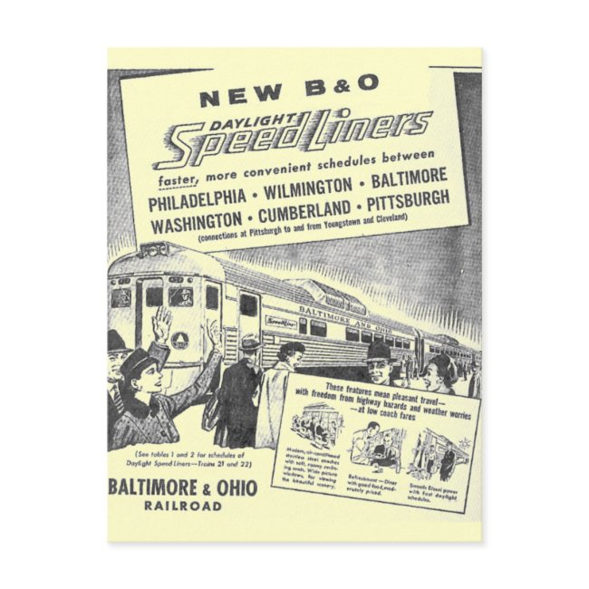 New B&o Budd Built Daylight Speedliners Postinvitations