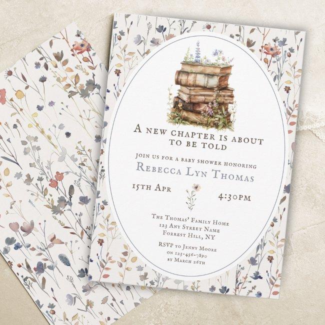 New Chapter Baby Shower Watercolor, Wildflower Invitation