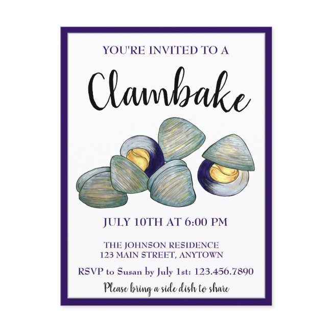 New England Clambake Clam Bake Beach Block Party Invitation Postinvitations
