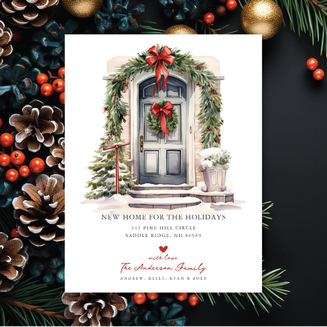 New Home For The Holidays Door Moving Announcement Postinvitations