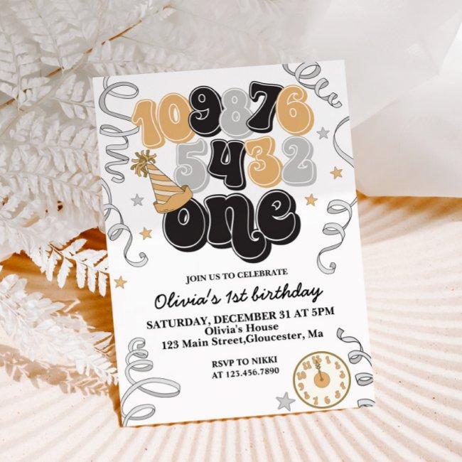 New Years Eve Countdown First Birthday Invitation