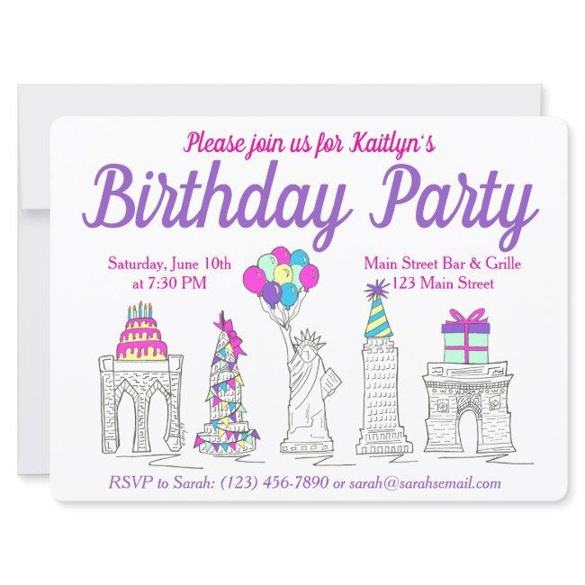 New York City Nyc Landmarks Birthday Party Invitation