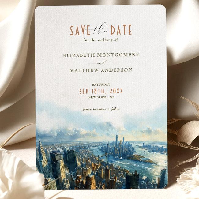 New York City Skyline Dawn Save-the-date Invitation