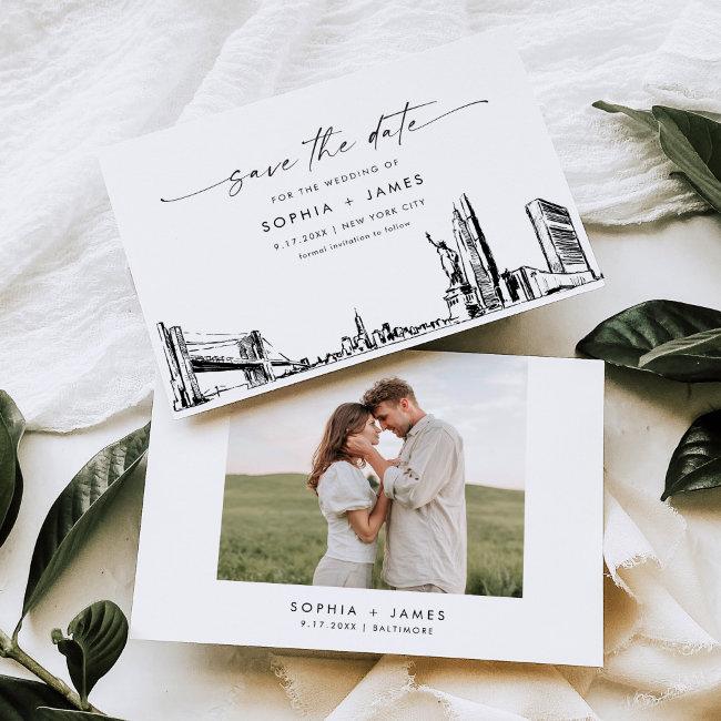 New York City Skyline Wedding Save The Date Invitations