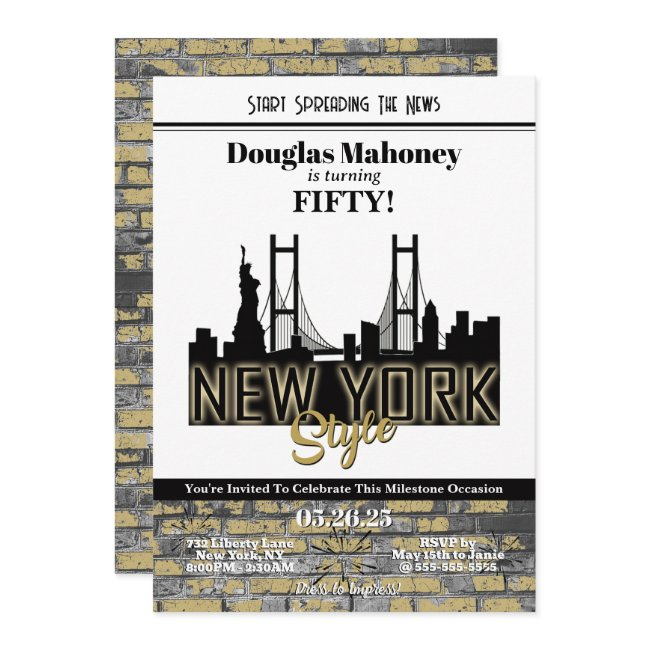 New York Theme Birthday Invitation