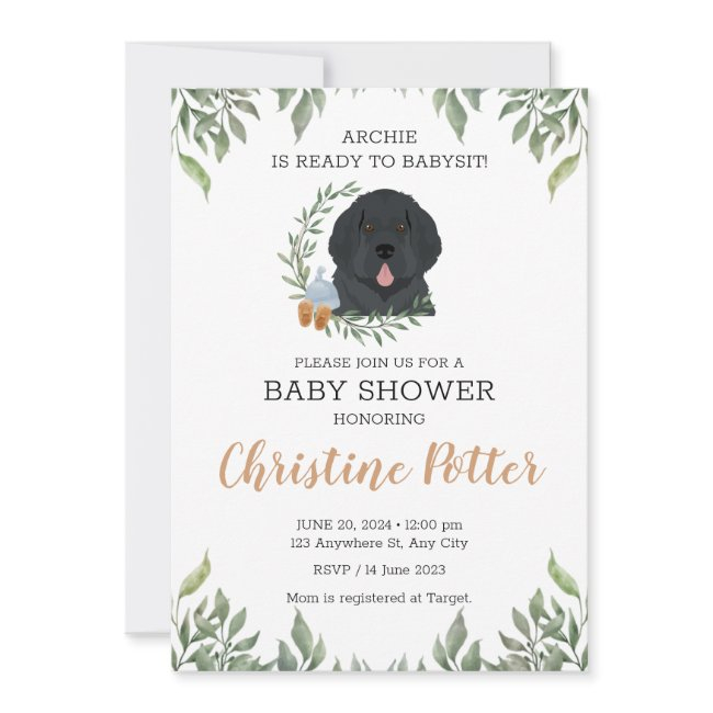 Newfoundland Puppy Baby Shower Invitation