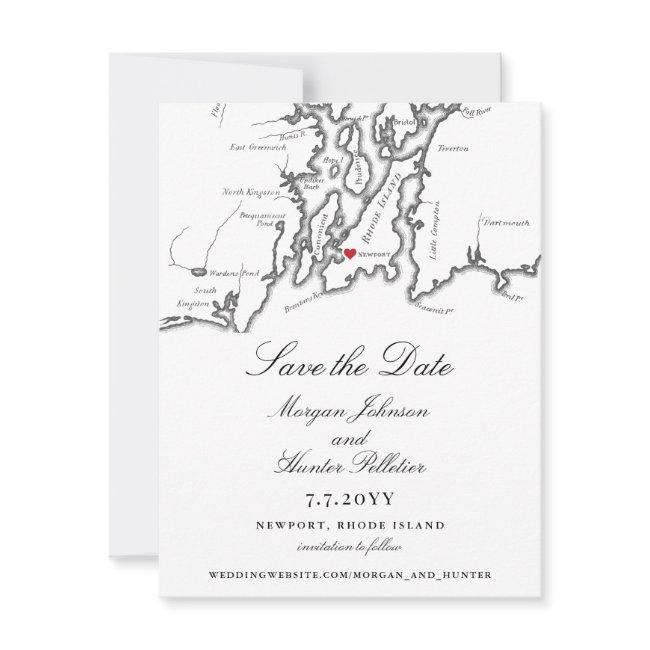 Newport Rhode Island Elegant Black White Wedding Save The Date