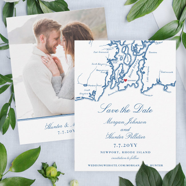 Newport Rhode Island Elegant Navy Wedding Save The Date