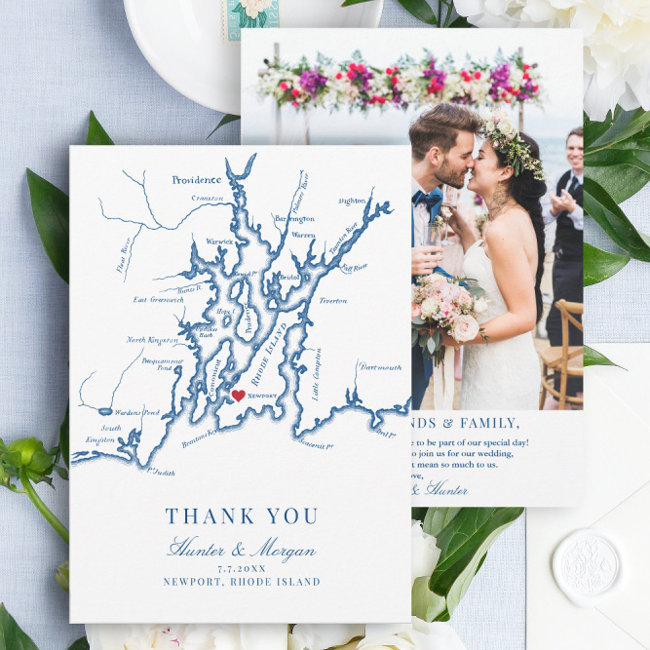 Newport Rhode Island Wedding Flat Thank You Invitations