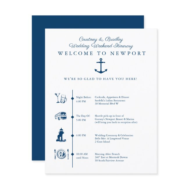 Newport Ri Wedding Weekend Itinerary Timeline Encl Enclosure Invitations