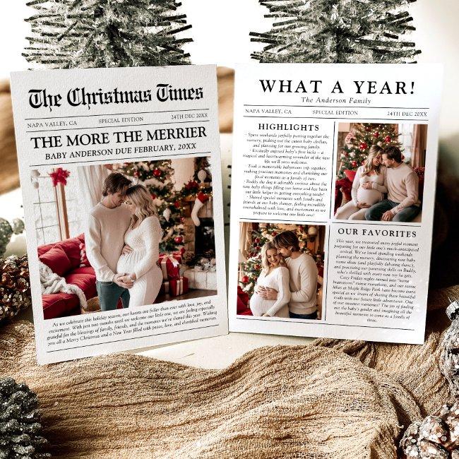 Newspaper Unique More The Merrier Baby Christmas Holiday Invitations