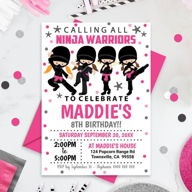 Ninja Birthday Invitation Girl Ninja