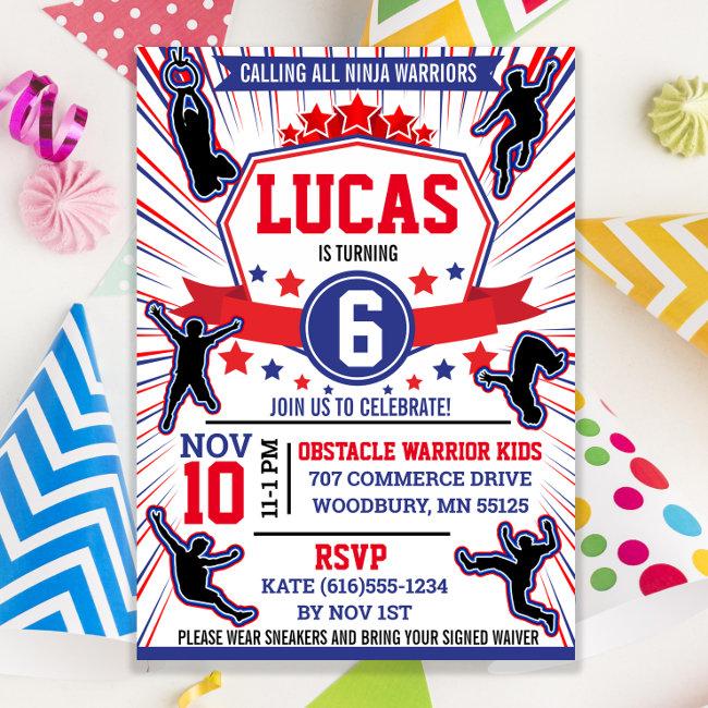 Ninja Warrior Birthday Party Obstacle Course Invitation
