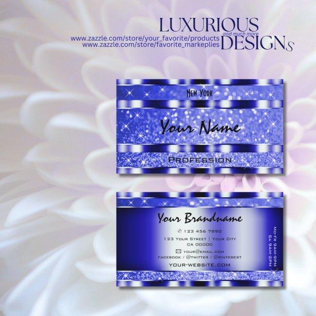 Noble Blue Luminous Glitter Sparkle Stars Quality Business Invitations