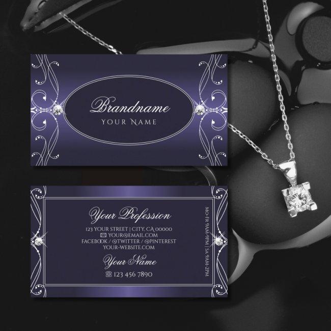 Noble Blue Ombre Ornate Oranments Sparkle Diamonds Business Invitations