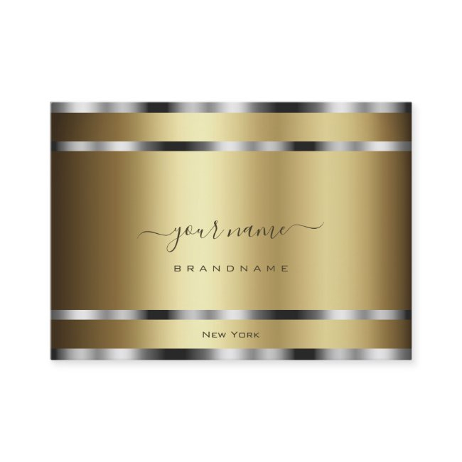 Noble Dark Gold Effect With Chrome Silver Stripes Business Invitations