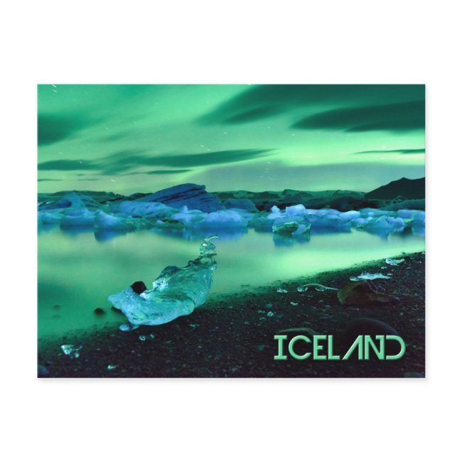 Northern Lights Over Jokulsarlon Lake, Iceland Postinvitations