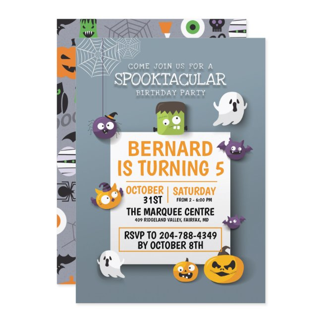 Not Spooky Kids Halloween Birthday Party Invitation