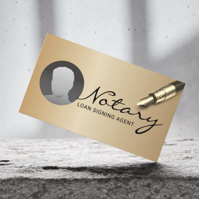 Notary Loan Signing Agent Modern Gold Photo Business Invitations