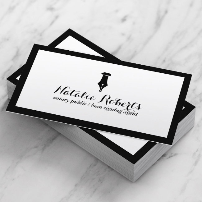 Notary Public Loan Signing Agent Minimalist Border Business Invitations