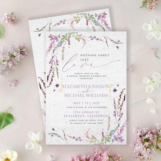 Nothing Fancy Just Love Floral Casual Wedding Invitation