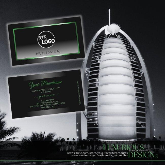 Novelty Black And White Ombre Green Frame Add Logo Business Invitations