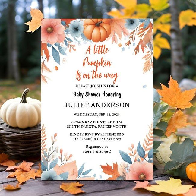 Now Farm Pink Blue Boho Girl Boy Fall Baby Shower Invitation