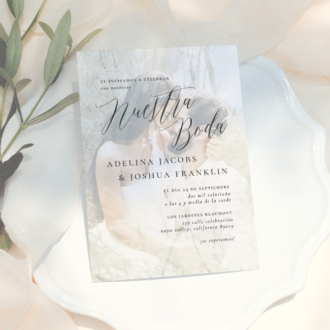 Nuestra Boda Caligrafía Moderna Invitación De Boda Invitation