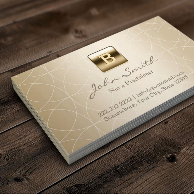 Nurse Practitioner Luxury Gold Monogram Business Invitations
