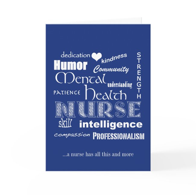 Nurses Week-mental Health Nurse Attributes-blue Thank You Invitations