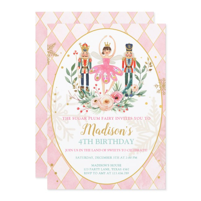 Nutcracker Birthday Girl Ballet Girl Suger Plum Invitation