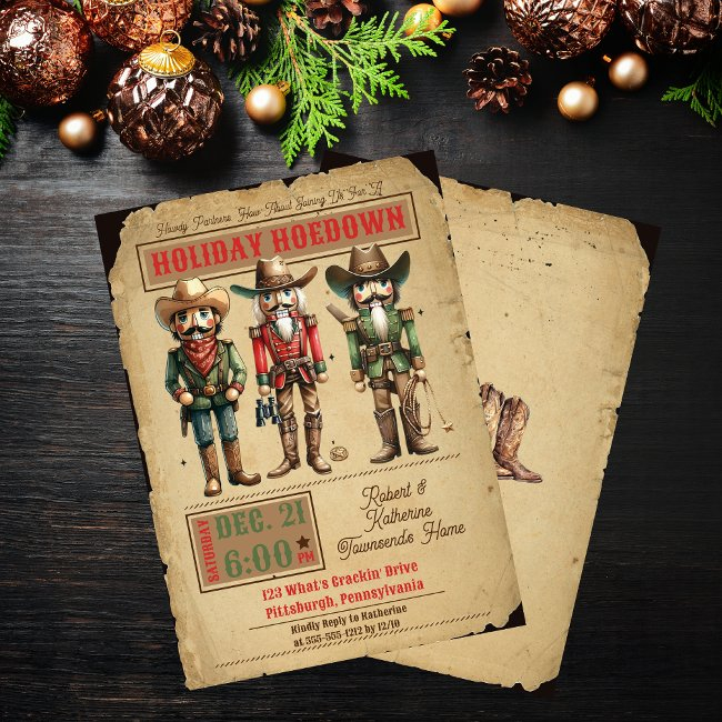 Nutcracker Western Holiday Hoedown Christmas Party Invitation