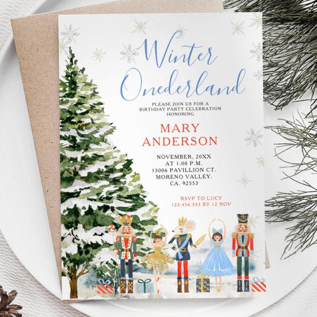 Nutcracker Winter Onederland 1st Birthday Invitation