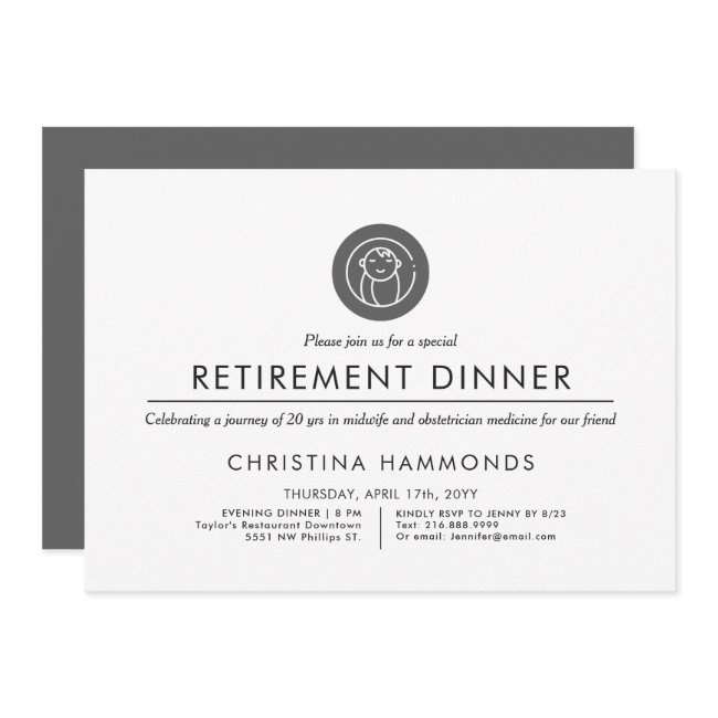 Obstetrician Midwife Retirement Dinner | Minimal Invitation