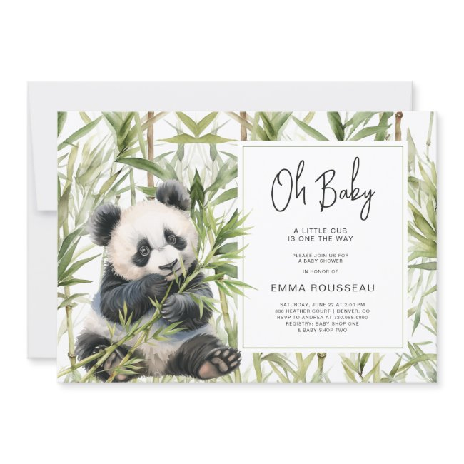 Oh Baby Panda Bear Bamboo Baby Shower Invitation