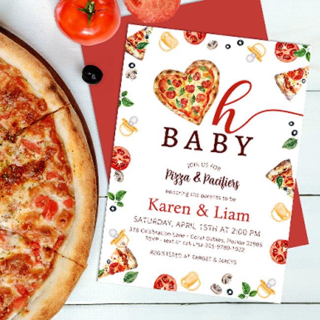 Oh Baby Pizza & Pacifiers Couples Baby Shower Invitation