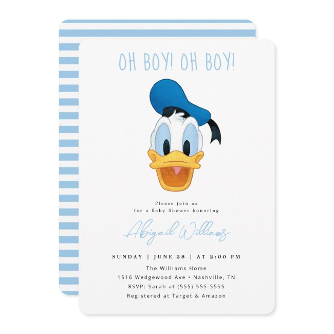 Oh Boy! Donald Duck Baby Shower Invitation