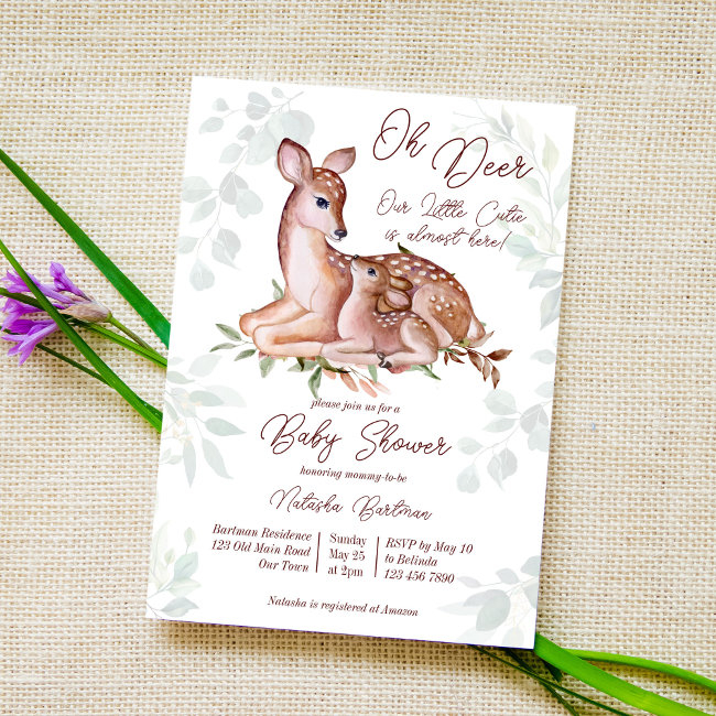 Oh Deer Baby Shower Invitation Template