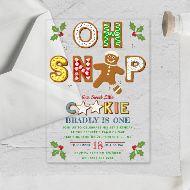 Oh Snap! Gingerbread Cookie Any Age Birthday Acrylic Invitations