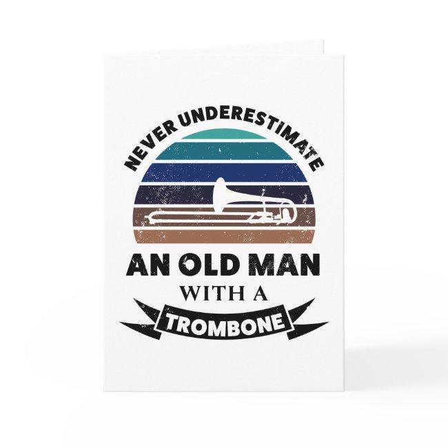 Old Man With Trombone Funny Gift Dad Invitations