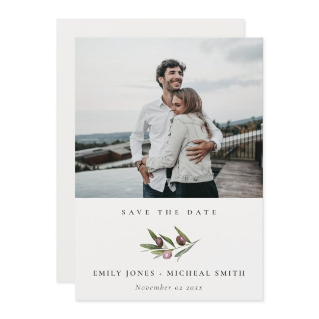 Olive Branch Foliage Save The Date Photo Invitations