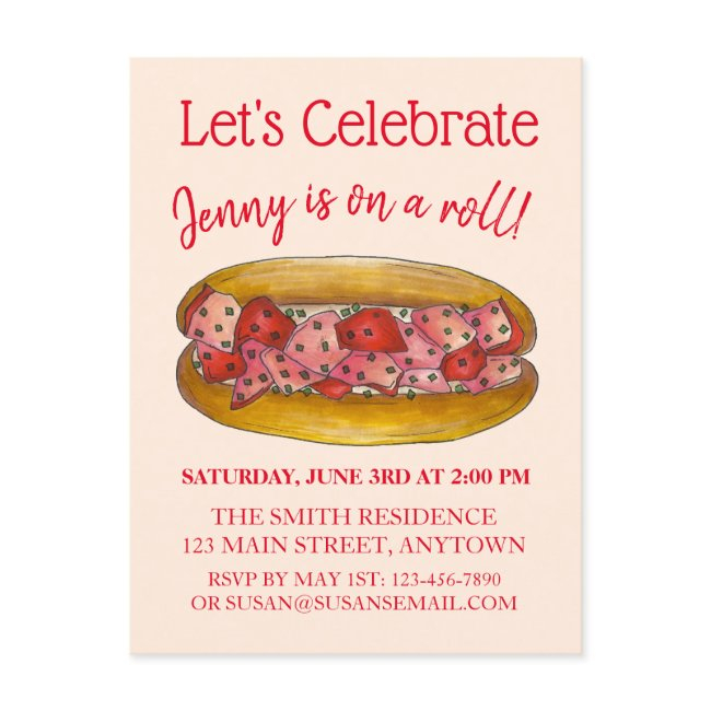 On A Lobster Roll Congratulations Maine Me Foodie Invitation Postinvitations