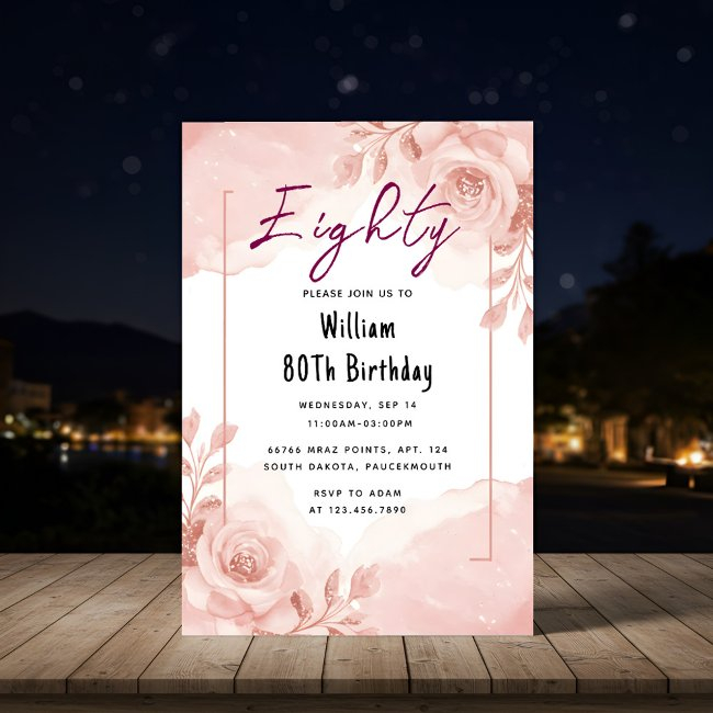 On Retro Fun Adult Humor Happy Chic 80th Birthday Invitation