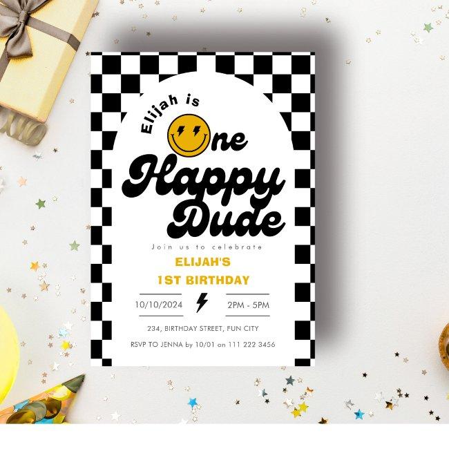 One Happy Dude Rad Boy 1st Birthday Invitation