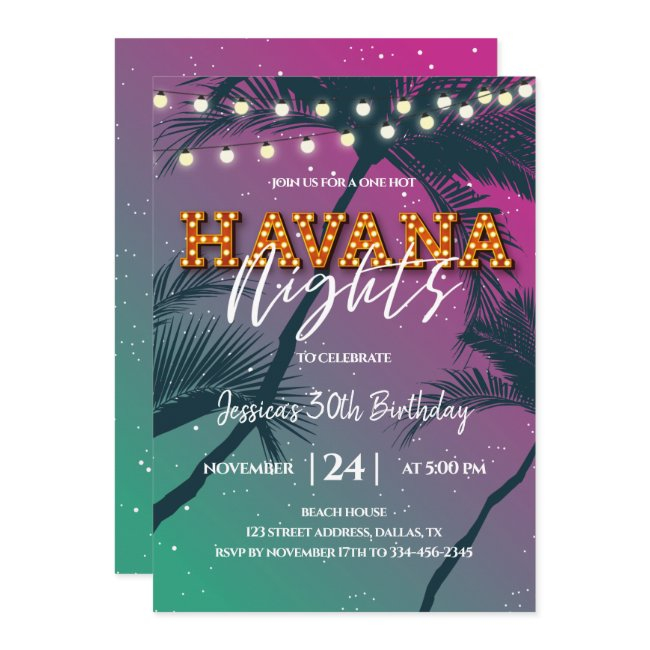 One Hot Havana Night Birthday Invitation