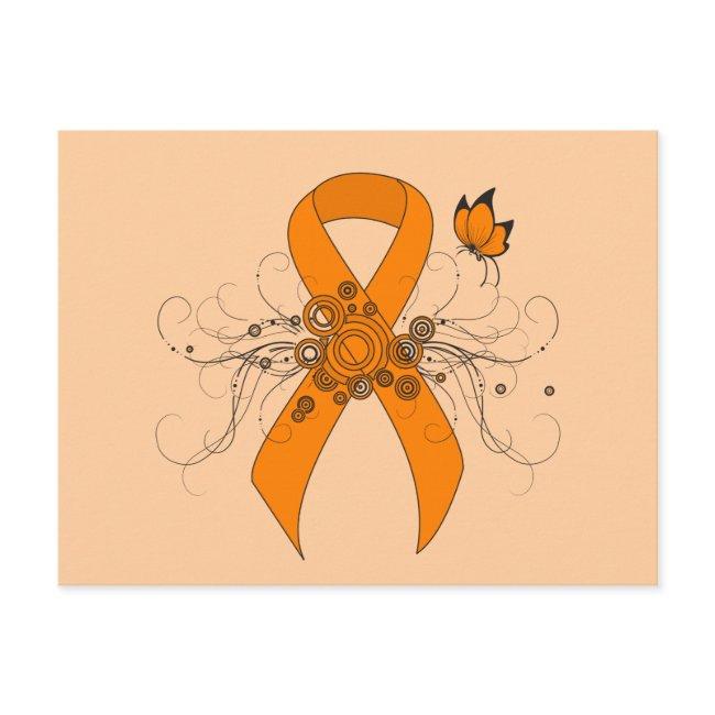 Orange Awareness Ribbon With Butterfly Postinvitations