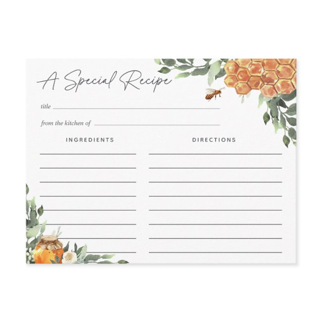 Orange Blossom Honey Bee Recipe Invitations